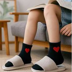 S Socks Shein Heart Embroidered Kids Ankle Socks - Black/More