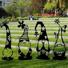 Iron Garden Ornaments Shein 4 Pcs 30cm Metal Garden Stakes Iron Hollow Faceless Figurine With Butterfly Flower Designs