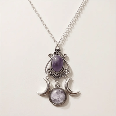 Amethyst Necklaces Shein Bohemian Style Moon Goddess Necklace And Amethyst Pendant - Are