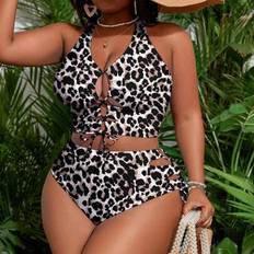 Shein Slaydiva Plus Size Women Leopard Print Bikini Set - Summer