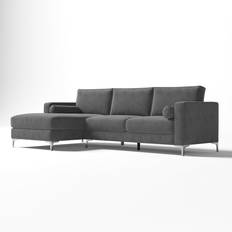 Valencia Luna L Shape Grey Kiln Dried Wood Stainless Steel Leg High Density Foam Ultimate Comfort Sofa
