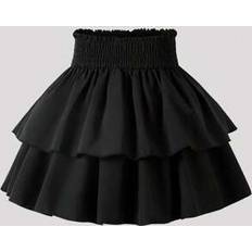 Black Skirts Shein Young Girls Ruffle Hem Elegant Skirt