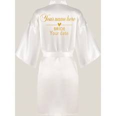 Gold Sleepwear Shein Personalized Bride Robe With Custom Name And Date - Gold Glitter Print