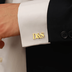 Cufflinks on sale Shein Customized Initial Letter Cufflinks - Gold Color