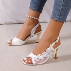 Laced - Women Heeled Sandals Shein Mesh High Heels Sandals - Fashionable Peep Toe