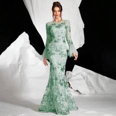 Shein Women Elegant Ball Gown Long Sleeve Mermaid Formal Evening Dress - Wedding Guest