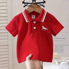 9-12M Polo Shirts Children's Clothing Shein Infant Baby Boy Polo Collar Embroidered Short Sleeve T-Shirt - Fashionable