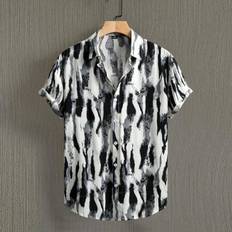 Tie Dye Shirts Shein Men's Tie-Dye Print Single-Breasted Casual Short Sleeve Shirt