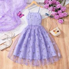Shein Tween Girl Floral Print Mesh Elegant Cami Dress