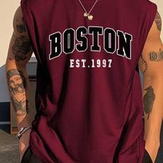 Polyester Tank Tops Shein Men's Casual Simplistic Printed Tank Top - Daily Wear
