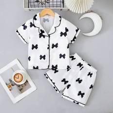 Pyjamases on sale Shein Cute Bow Print Short Pajama Set - Summer