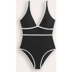 Black Bathing Suits Shein Fashionable Contrast Color Strap 1-Piece Swimsuit - Teenage Girls