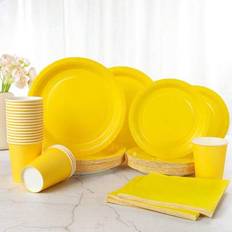 Yellow Disposable Plates Shein Yellow Disposable Dinner Plates Set Of 24pcs