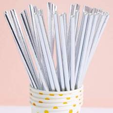 Silver Straws Shein Disposable Silver Color Paper Straws 100pcs