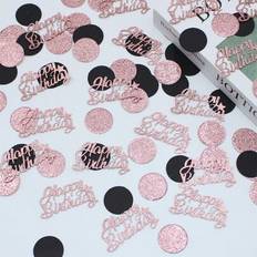 Gold Garlands & Confetti Shein Happy Birthday Rose Gold Black Circle Confetti 100pcs