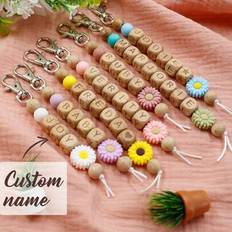 Wallets & Key Holders Shein Customized Cute Daisy Wooden Pendant - 1~10