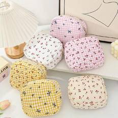 Brown Cosmetic Bags Shein Cute Cherry Quilted Bag - Large Capacity
