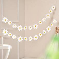 Shein White Daisy Garland Flag Bohemian Party Banner