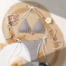 Stripes Bikini Sets Shein Halter Striped Bikini Set - Beach Holiday