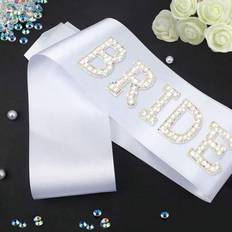 White Sashes Shein Pearl Bride Sash White Bachelorette Shower