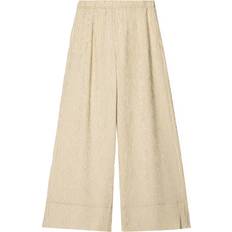 Bershka Bukser Med Lægfolder - Beige/Offwhite