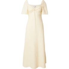 & Other Stories Clothing & Other Stories Linen Puff Sleeve Midaxi Dress Light Beige
