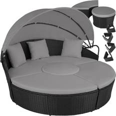 Hynder Solsenge tectake Rund Daybed I Polyrattan Santorini - Sort