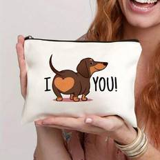 Polyester Cosmetic Bags Shein Dachshund Love Printed Cosmetic Bag - Souvenirs