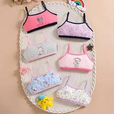 Elastane Underwear Sets Shein Girls Young Girl Minimalist Unicorn Print Camisole Vest Underwear Set