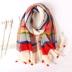 Stripes Scarfs Shein Boho Striped Print Tassel Trim Scarf - Daily Life