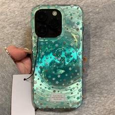 Shein Summer Mint Green Gradient Smudge Star Swirl Pattern Phone Case Compatible With IPhone 16 Promax 15 Promax 14 13 Pro