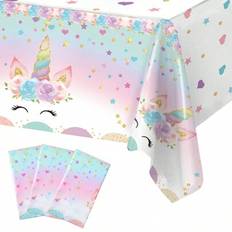 Shein Unicorn Theme Plastic Disposable Tablecloth Pink