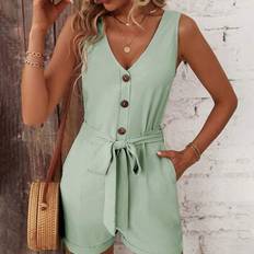 Shein Casual Solid Color Sleeveless Romper