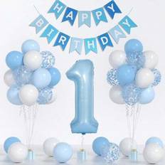 Babies Balloons Shein Baby Blue White Balloons 35pcs Set