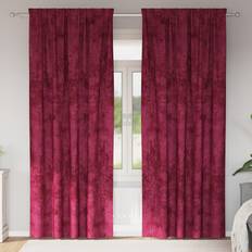 Röda Gardinlängder vidaXL Sammetsgardiner 2 st med Öglor Vinröd 260x140 cm