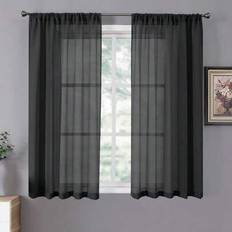 Curtains & Accessories Shein 2 Pcs Solid Color Sheer Curtains Removable Lightweight Voile Window Panels