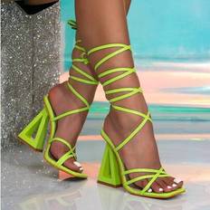 Shein Women High Heel Sandals With Ankle Strap - Neon Green