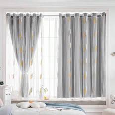 Curtains & Accessories Shein Wheat Ear Pattern Double-Layer Design Blackout Curtain 1 Count