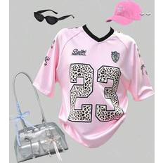 Tween Girls Pink Sports Jersey Short Sleeve T-Shirt - Summer