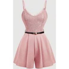 Lace Jumpsuits & Overalls Shein Elegant Floral Lace Slip Romper Jumpsuit