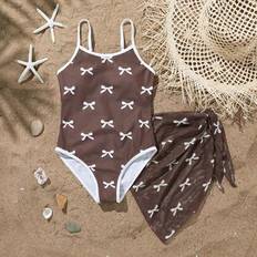 Black Bathing Suits Shein One-Piece Swimsuit With Bowknot Pattern - Black
