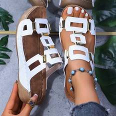 Purple - Women Slides Shein Ladies Summer Casual Platform Slipper With Rivet - Black/White/Blue