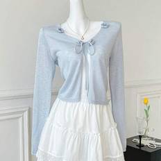 Transparent Cardigans Shein Neo-Chinese Style Lightweight Transparent Open Front Short Cardigan