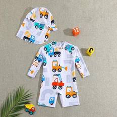 12-18M Bathing Suits Children's Clothing Shein Baby Boy Swimsuit One-Piece With Cap