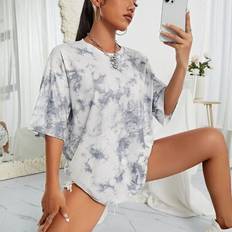 Tie Dye T-shirts INAWLY Tie Dye Drop Shoulder Oversized Tee - Women