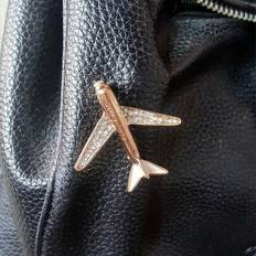 Unisex Brooches Shein Fashionable Rhinestone Inlaid Simple Airplane Shaped Brooch - Clothing Accessory