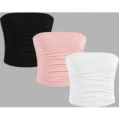 Bralettes Children's Clothing Shein Tween Girls Minimalist Comfortable Ruched Bandeau Tube Top Non-Slip Bralette
