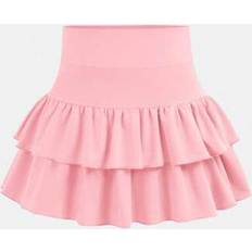 Skirts Shein Tween Girls Knitted Solid Color Cute Ruffle Layered Built-In Shorts - Y2K