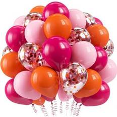 Shein 12 Inch Deep Pink Light Pink Orange Latex Party Balloons Set 60pcs