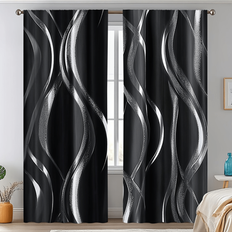 Curtains & Accessories Shein 2 Pcs Elegant Black And White Abstract Swirl Print Curtains